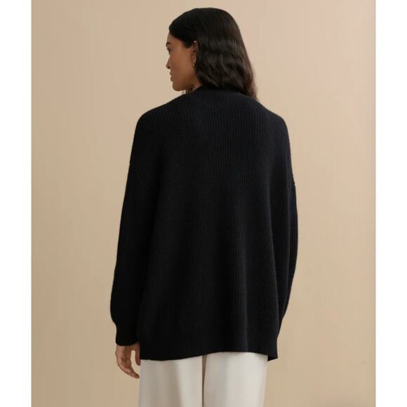 Nwot JENNI KAYNE Cardigan S Cashmere Grey”’Cocoon”Ribbed V Long-Sleeve Button-Up - Picture 3 of 11